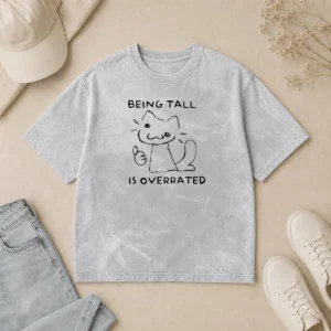 Funny Nice Neco Arc Tsukihime Being Tall Is Overrated Meme Character Doodle Washed T-Shirt
