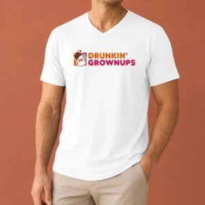 Premium Funny Drunkin Grownups DG Mug Logo Parody V-Neck Shirt