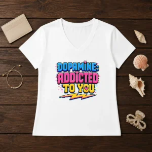 Pretty Dopamine Addicted To You Pixel Love V-Neck Shirt