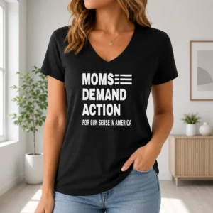Awesome Good Moms Demand Action For Gun Sense In America V Neck Shirt in dark color showing front design