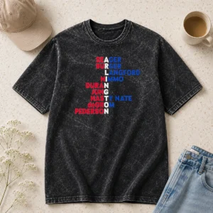 Hot Texas Longhorns Player Names Baseball Arlington Names 2026 Washed T Shirt featuring soft cotton fabric and detailed print