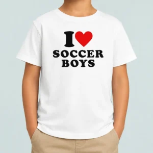 Premium Hot I Love Soccer Boys Kids T-Shirt