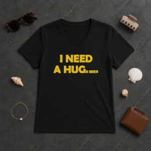 Awesome I Need A Huge Beer Funny Drinking Alcohol Humor V-Neck Shirt