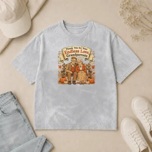 Pretty Grandparents Day Vintage Gratitude Family Washed T-Shirt