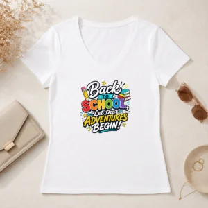 Funny Nice Back To School Adventures Typography V-Neck Shirt