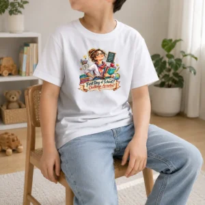 Nice Humorous Watercolor First Day Of School Teacher For Woman Kids T-Shirt