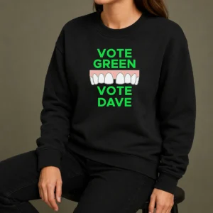 Pretty Hot Vote Green Vote Dave Missing Front Tooth Gap Sweater