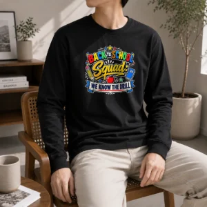 Awesome Cute Cartoon Back To School Squad Student Long Sleeve Shirt