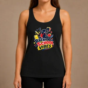Funny Back To School Vibes Excited Student Silhouette Tank Top