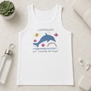 Premium Happy Dolphin Jumping Undiagnosed But Something Ain'T Right Tank Top