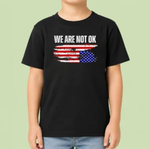 Pretty Premium We Are Not Ok American Flag Patriotic Sentiment Political Protest Statement Kids T-Shirt