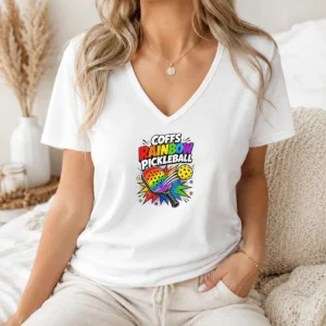 Awesome Coffs Rainbow Pickleball Comic For Active Athletes V-Neck Shirt
