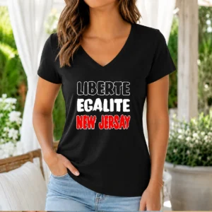Pretty Liberte Egalite New V Neck Shirt in soft fabric with a relaxed fit and short sleeves