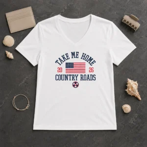 Hot Official USA Take Me Home Country Roads 2026 V-Neck Shirt