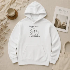 Funny Nice Neco Arc Tsukihime Being Tall Is Overrated Meme Character Doodle Hoodie in black, front view with character illustration