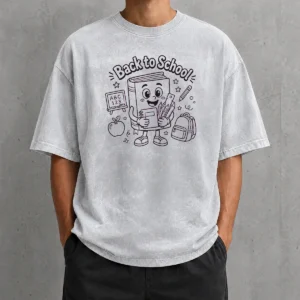 Awesome Back To School Fun Character Line Art Washed T-Shirt