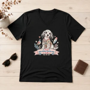 Pretty OHCA National Specialty 2026 Kawaii Hunting Dog Pride V Neck Shirt showing front view on white background