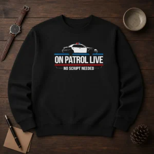 Awesome On Patrol Live Apparel Police Car No Script Needed Sweater