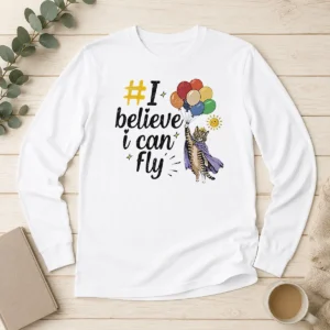 Funny I Believe I Can Fly Cat Balloons Long Sleeve Shirt