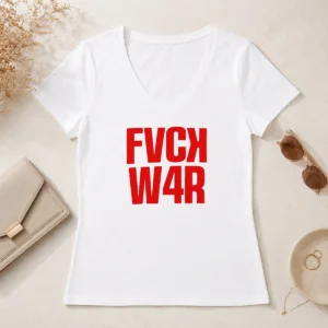 Nice Fvck W4r Protest Anti War Slogan Political V-Neck Shirt