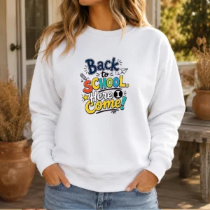 Official Back To School Here I Come Line Art Sweater