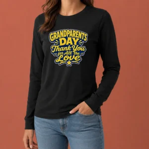 Nice Grandparents Day Thank You Cartoon Typography Long Sleeve Shirt