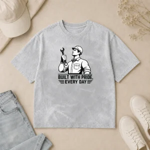 Top Premium Labour Day Minimalist Built With Pride Every Day Washed T-Shirt