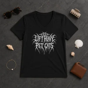Top Lift Heavy Pet Cats Metal V-Neck Shirt