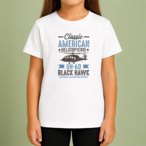 Top Classic American UH 60 Black Hawk Helicopter Kids T-Shirt