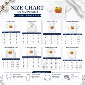 Size chart for Good Awesome Groovy Retro Grandkids Celebration showing measurements in inches and cm