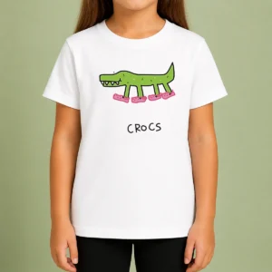 Awesome Funny Crocs Crocodile Wearing Pink Shoes Drawing Kids T-Shirt
