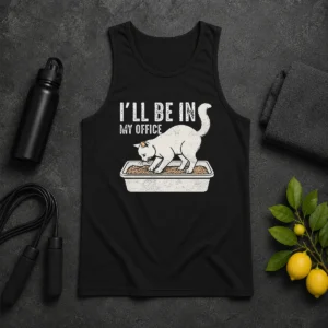 Original Pretty I Will Be In My Office Funny Cat Meme Litter Box Tank Top