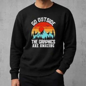 Pretty Go Outside The Graphics Are Amazing Retro Mountain Sunset Sweater