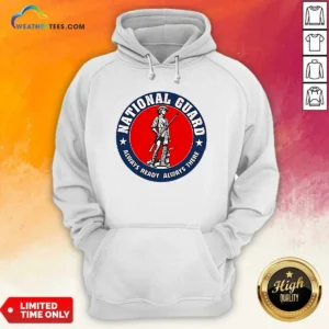 Awesome National Guard Always Ready Always There Hoodie in dark color with front pocket and drawstring hood