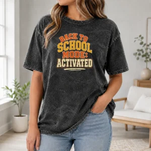 Original Back To School Mode Activated Vintage Students Washed T Shirt in soft washed fabric with vintage print