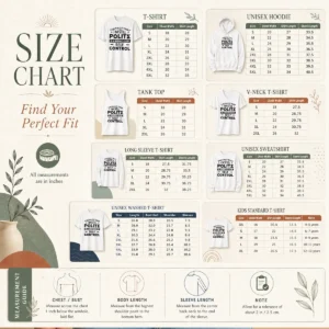 Size chart for Hot Sarcastic Humor Tee with measurements in inches and cm for accurate sizing