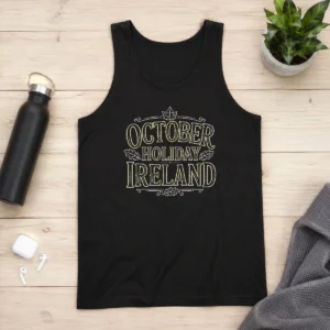 Original October Holiday Ireland Line Art Cozy Fall Tank Top