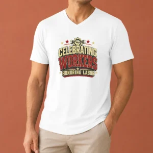 Good Nice Labour Day Pride Celebrating Workers Retro Distresse V-Neck Shirt