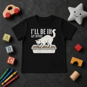 Original Pretty I Will Be In My Office Funny Cat Meme Litter Box Kids T-Shirt