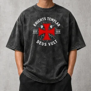 Awesome Knights Templar Est 1119 Deus Vult Crusader Washed T-Shirt