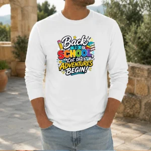 Pretty Back To School Adventures Typography Long Sleeve Shirt