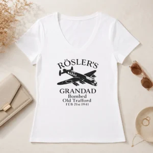 Top Awesome Roslers Grandad Bombed Old Trafford 1941 V-Neck Shirt