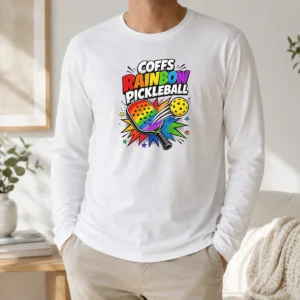 Awesome Coffs Rainbow Pickleball Comic For Active Athletes Long Sleeve Shirt