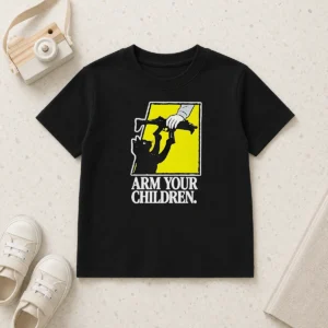 Awesome Pretty Black Cat With Gun Satire Arm Your Children Kids T-Shirt