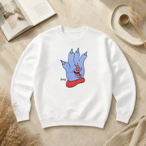 Funny Hot Sting Blue Cartoon Hand Character Mascot Sweater