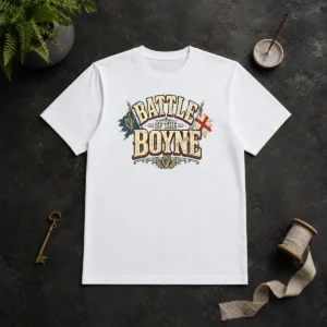 Hot Battle Of The Boyne Pride Retro Distressed t shirt in classic crew neck style with vintage pride graphic