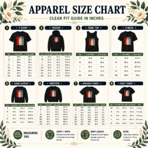 Size chart for Good Egypt Flag Eagle Coat Of Arms with measurements in inches and cm