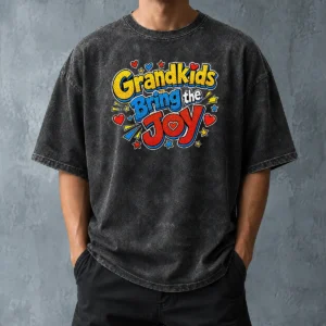 Pretty Grandparents Day Grandkids Bring The Joy Pop Art Washed T-Shirt
