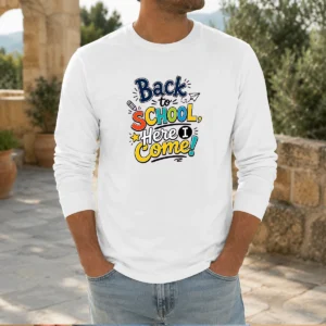 Official Back To School Here I Come Line Art Long Sleeve Shirt