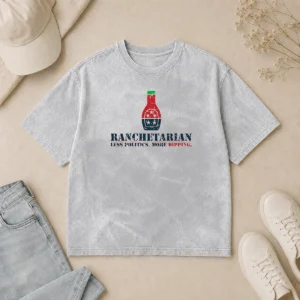 Official Nice Ranchetarian Less Politics More Dipping Bottle Star Flag Washed T-Shirt
